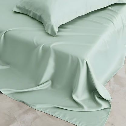 Xena Bamboo Sheet Set (Set of 4) - Flat Sheet - Corner Image - Mint Green