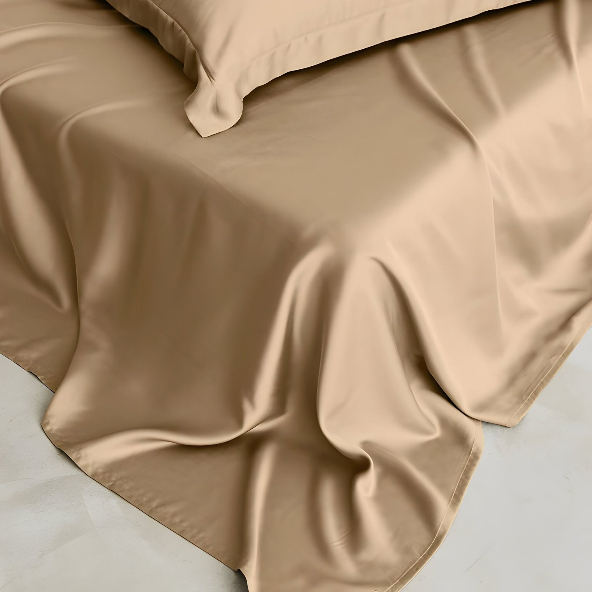 Xena Bamboo Sheet Set (Set of 4) - Corner Image - Close Up - Tan