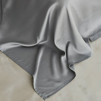 Xena Bamboo Sheet Set (Set of 4) - Flat Sheet - Corner Image - Close Up - Gray